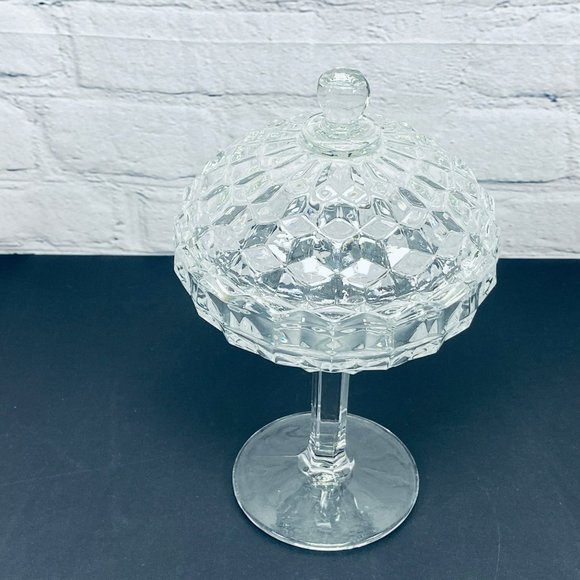 Fostoria American Clear Compote With Lid Candy Nuts Dish - Picture 2 of 8